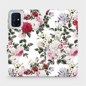 Flipové pouzdro Mobiwear na mobil Samsung Galaxy M31s - MD01S Růže na bílé