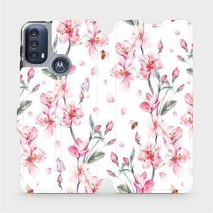 Flip pouzdro Mobiwear na mobil Motorola Moto E40 - M124S Růžové květy