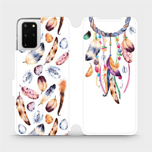 Flipové pouzdro Mobiwear na mobil Samsung Galaxy S20 Plus - M003S Lapač a barevná pírka