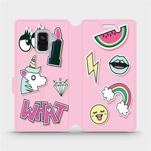 Flipové pouzdro Mobiwear na mobil Samsung Galaxy A8 2018 - M129S Růžové WHAT