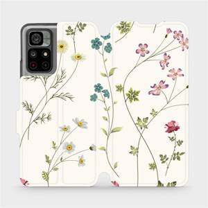Flip pouzdro Mobiwear na mobil Xiaomi POCO M4 Pro 5G - MD03S Tenké rostlinky s květy