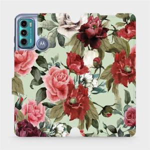 Flip pouzdro Mobiwear na mobil Motorola Moto G60 - MD06P Růže a květy na světle zeleném pozadí