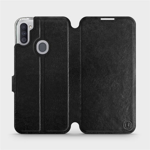 Flipové pouzdro Mobiwear na mobil Samsung Galaxy M11 v provedení C_BLS Black&Gray s šedým vnitřkem