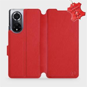 Luxusní kožené flip pouzdro Mobiwear na mobil Huawei Nova 9 / Honor 50 - Červené - L_RDS Red Leather - výprodej