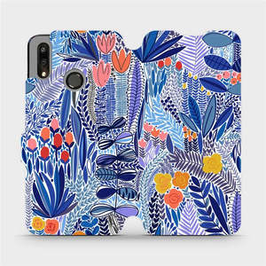 Flip pouzdro Mobiwear na mobil Huawei P Smart 2019 - MP03P Modrá květena