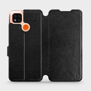 Flipové pouzdro Mobiwear na mobil Xiaomi Redmi 9C v provedení C_BLP Black&Orange s oranžovým vnitřkem