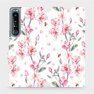 Flip pouzdro Mobiwear na mobil Sony Xperia 1 IV - M124S Růžové květy