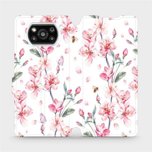 Flipové pouzdro Mobiwear na mobil Xiaomi Poco X3 Pro - M124S Růžové květy