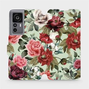Flip pouzdro Mobiwear na mobil Xiaomi 12T Pro / Xiaomi 12T - MD06P Růže a květy na světle zelené