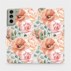 Flip pouzdro Mobiwear na mobil Samsung Galaxy S21 FE - MP02S Pastelové květy