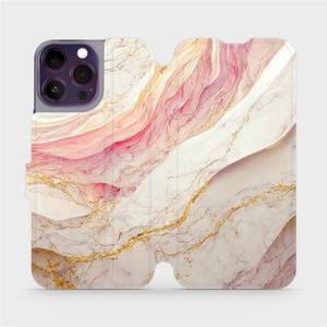 Flip pouzdro Mobiwear na mobil Apple iPhone 14 Pro Max - VP32S Růžový a zlatavý mramor