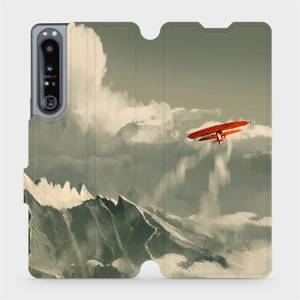 Flip pouzdro Mobiwear na mobil Sony Xperia 1 IV - MA03P Oranžové letadlo v horách