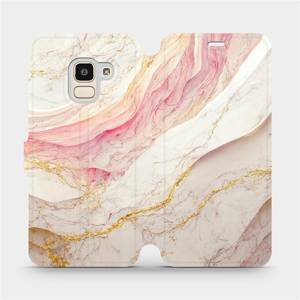 Flip pouzdro Mobiwear na mobil Samsung Galaxy J6 2018 - VP32S Růžový a zlatavý mramor