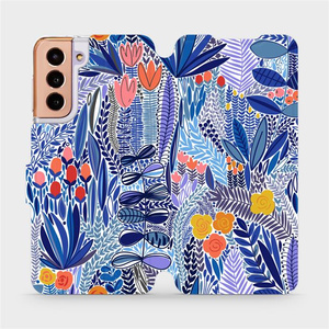 Flip pouzdro Mobiwear na mobil Samsung Galaxy S21 - MP03P Modrá květena