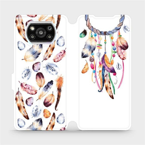 Flipové pouzdro Mobiwear na mobil Xiaomi Poco X3 Pro - M003S Lapač a barevná pírka