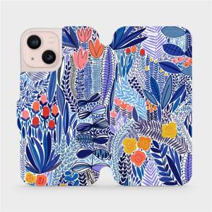 Flip pouzdro Mobiwear na mobil Apple iPhone 13 Mini - MP03P Modrá květena