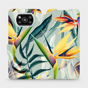 Flipové pouzdro Mobiwear na mobil Xiaomi Poco X3 Pro - MC02S Žluté velké květy a zelené listy