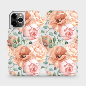 Flip pouzdro Mobiwear na mobil Apple iPhone 12 Pro - MP02S Pastelové květy