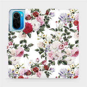 Flipové pouzdro Mobiwear na mobil Xiaomi Poco F3 - MD01S Růže na bílé