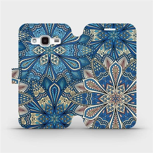 Flipové pouzdro Mobiwear na mobil Samsung Galaxy J3 2016 - V108P Modré mandala květy