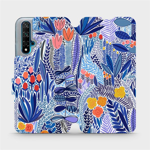 Flip pouzdro Mobiwear na mobil Huawei Nova 5T - MP03P Modrá květena