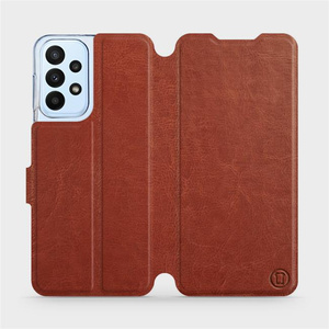Flip pouzdro Mobiwear na mobil Samsung Galaxy A23 / A23 5G C_BRP Brown&Orange