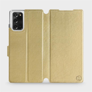 Flipové pouzdro Mobiwear na mobil Samsung Galaxy Note 20 v provedení C_GOS Gold&Gray s šedým vnitřkem