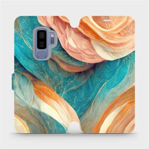 Flip pouzdro Mobiwear na mobil Samsung Galaxy S9 Plus - VP36S Azurový a oranžový mramor