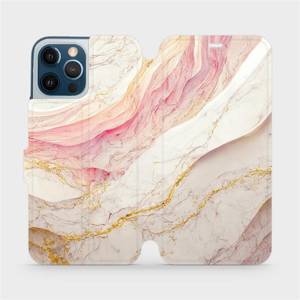 Flip pouzdro Mobiwear na mobil Apple iPhone 12 Pro Max - VP32S Růžový a zlatavý mramor