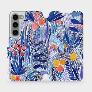 Flip pouzdro Mobiwear na mobil Samsung Galaxy S23 - MP03P Modrá květena
