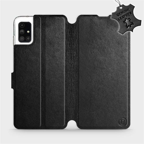 Etui ze skóry naturalnej do Samsung Galaxy M51 - wzór Black Leather