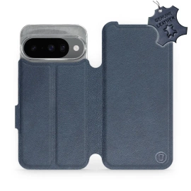 Etui ze skóry naturalnej do Google Pixel 10 - wzór Blue Leather