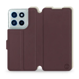 Etui Soft Touch do Motorola Moto G56 5G - wzór Matowy burgund z platyną