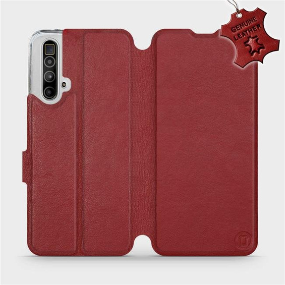 Etui ze skóry naturalnej do Realme X3 SuperZoom - wzór Dark Red Leather