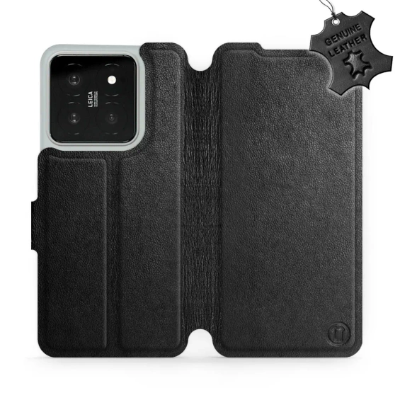 Etui ze skóry naturalnej do Xiaomi 14 - wzór Black Leather