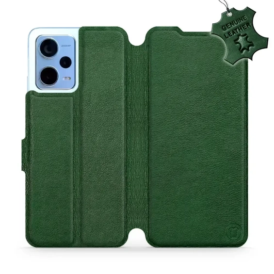 Etui ze skóry naturalnej do Xiaomi Redmi Note 12 5G - wzór Green Leather