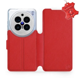 Etui ze skóry naturalnej do Vivo X200 Pro 5G - wzór Red Leather