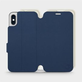 Etui Soft Touch do Apple iPhone XS - wzór Głęboki granat z platyną