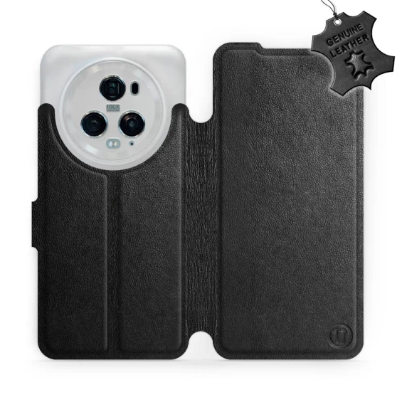 Etui ze skóry naturalnej do Huawei Honor Magic5 Pro 5G - wzór Black Leather