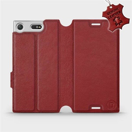 Etui ze skóry naturalnej do Sony Xperia XZ1 Compact - wzór Dark Red Leather