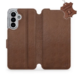 Etui ze skóry naturalnej do Samsung Galaxy A17 5G - wzór Brown Leather