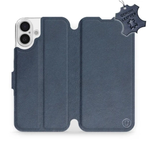 Etui ze skóry naturalnej do Apple iPhone 16 Plus - wzór Blue Leather