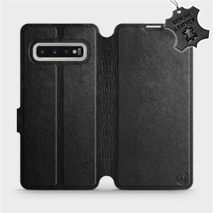 Etui ze skóry naturalnej do Samsung Galaxy S10 - wzór Black Leather
