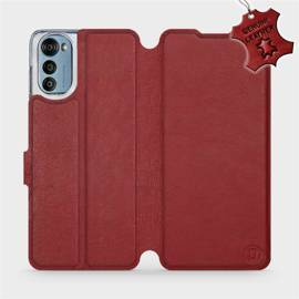 Etui ze skóry naturalnej do Motorola Moto E32 - wzór Dark Red Leather