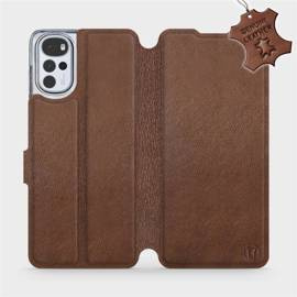 Etui ze skóry naturalnej do Motorola Moto G22 - wzór Brown Leather