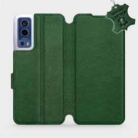 Etui ze skóry naturalnej do Vivo Y72 5G - wzór Green Leather