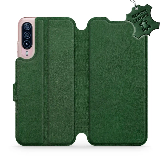 Etui ze skóry naturalnej do HTC Desire 22 Pro - wzór Green Leather