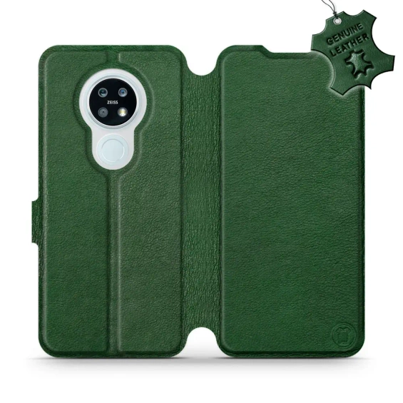 Etui ze skóry naturalnej do Nokia 6.2 - wzór Green Leather