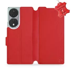 Etui ze skóry naturalnej do Huawei Honor 70 - wzór Red Leather