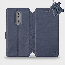 Etui ze skóry naturalnej do Nokia 8 - wzór Blue Leather